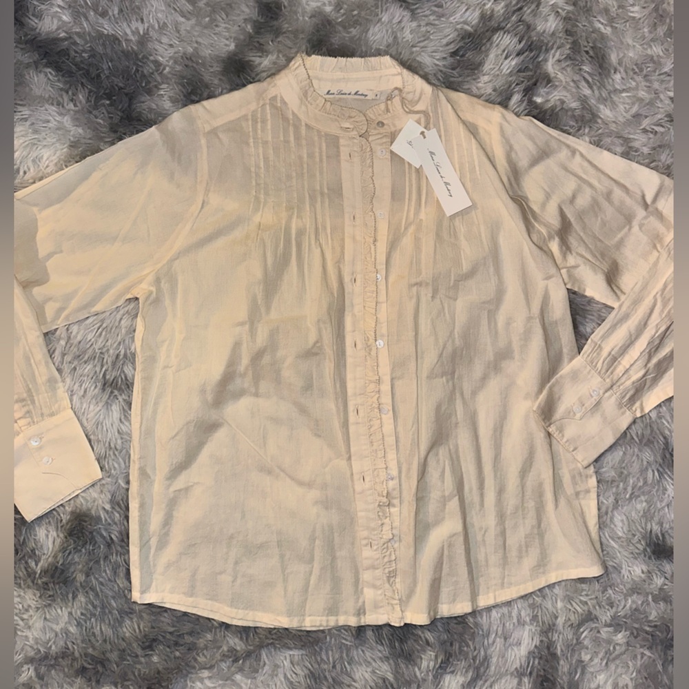 Marie Louise De Monterey Volent Cotton Lightweight Cream Ruffle Shirt - NWT sz8